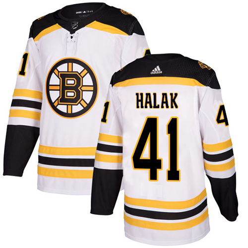 Men's Boston Bruins #41 Jaroslav Halak White Stitched NHL Jersey